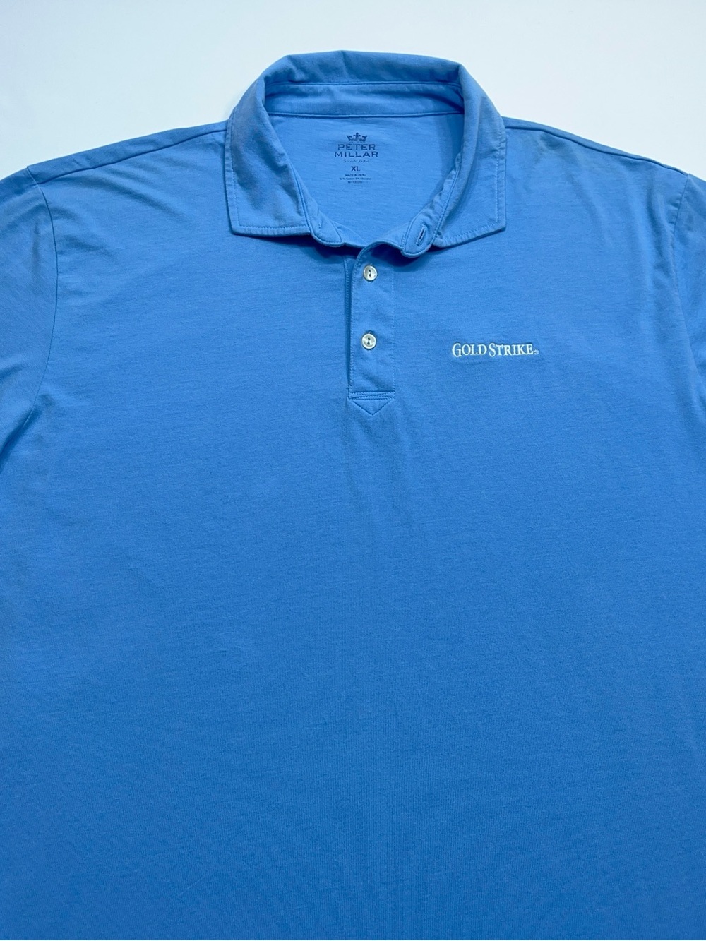 Peter Millar Seaside Wash Polo Shirt Mens Size XL Blue Crown Logo Goldstrike - Picture 2 of 13